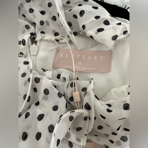 KEEPSAKE THE LABEL MOONSHINE MIDI DRESS IN IVORY W BLACK SPOT - Picture 7 of 9